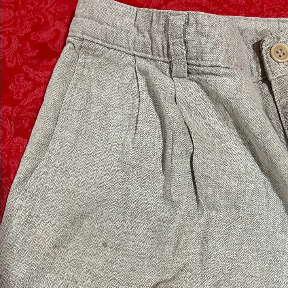 Claiborne Men's Linen Cotton Pleated Khaki Pants 34x31 Classic Dress Casual